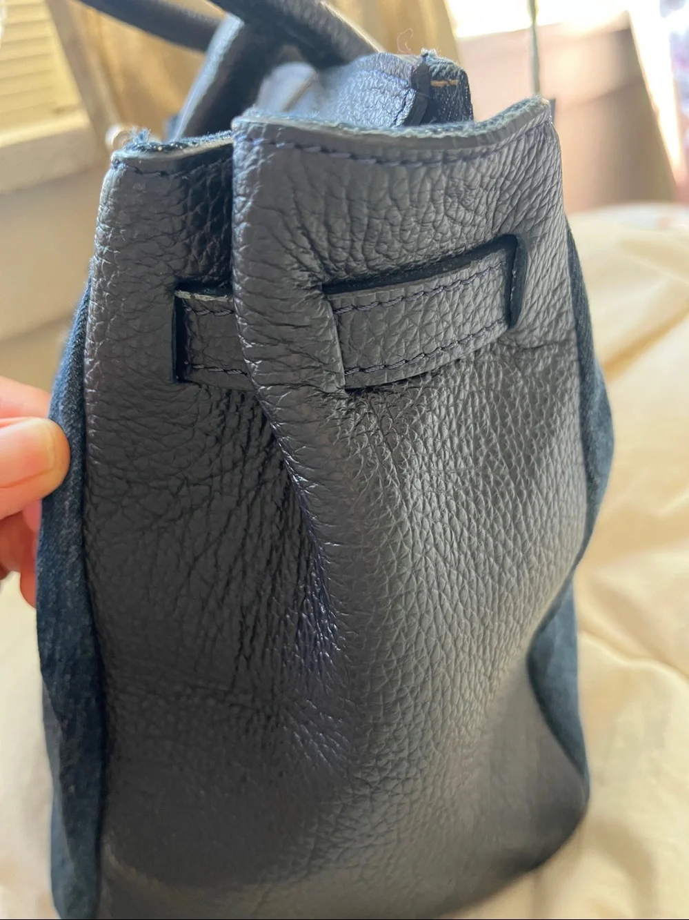 Bevini Modena Leather & Denim Satchel Bag - Made in Italy (NWT)